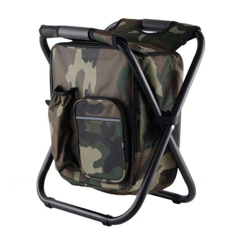 2 in 1 Folding Fishing Chair Bag Fishing Backpack Chairs Stool Convenient Wear-Resistantv for Outdoor Hunting Climbing Equipment