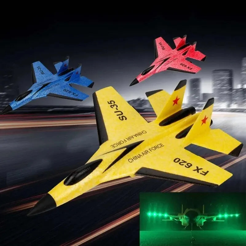 SU35 RC Plane FX620 FX820 2.4G Remote Control Flying Model Glider Airplane with LED Lights Aircraft Foam Toys for Children Gifts