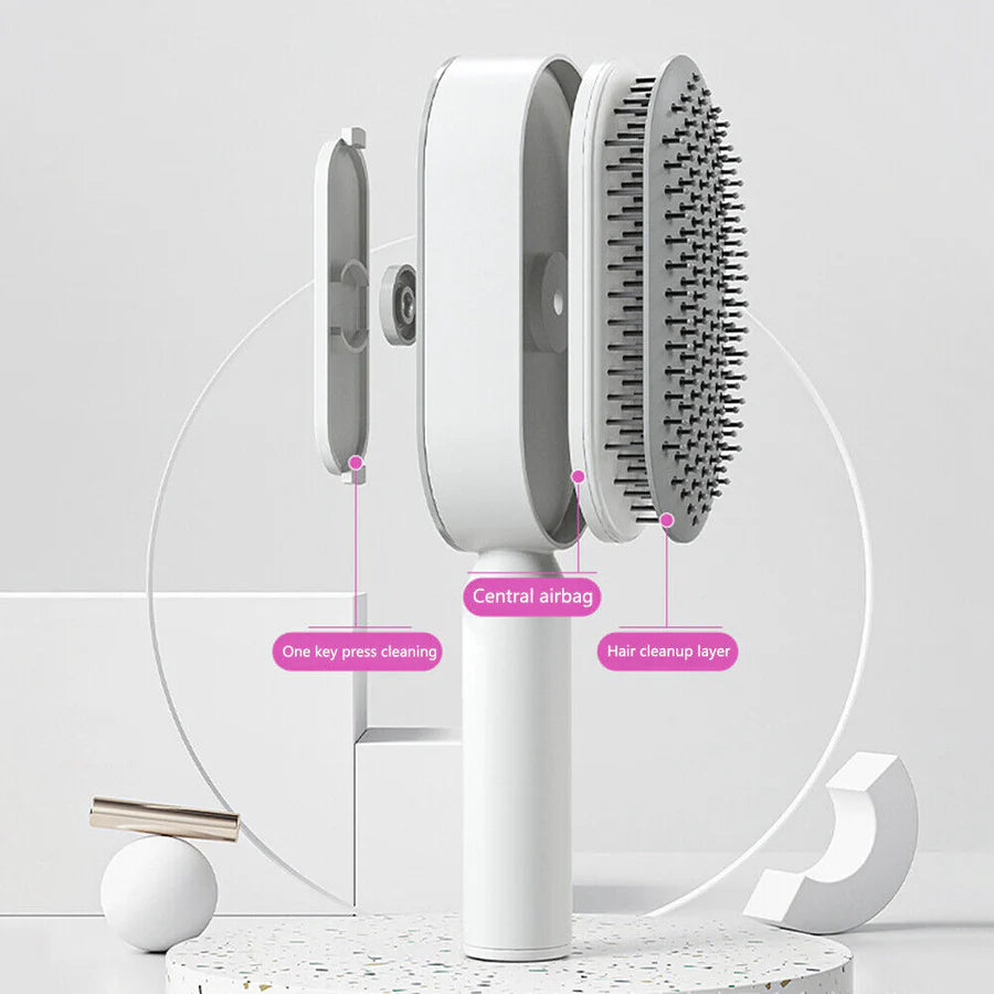 Self Cleaning No Tangle Hairbrush For Wet or Dry Hair