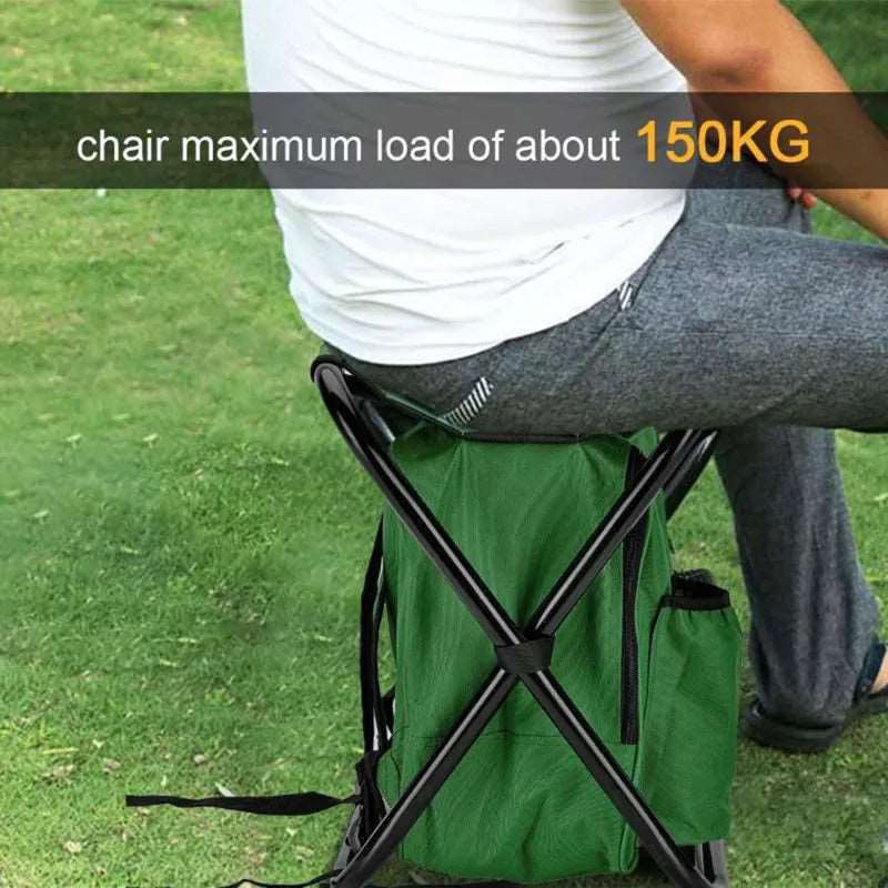 2 in 1 Folding Fishing Chair Bag Fishing Backpack Chairs Stool Convenient Wear-Resistantv for Outdoor Hunting Climbing Equipment