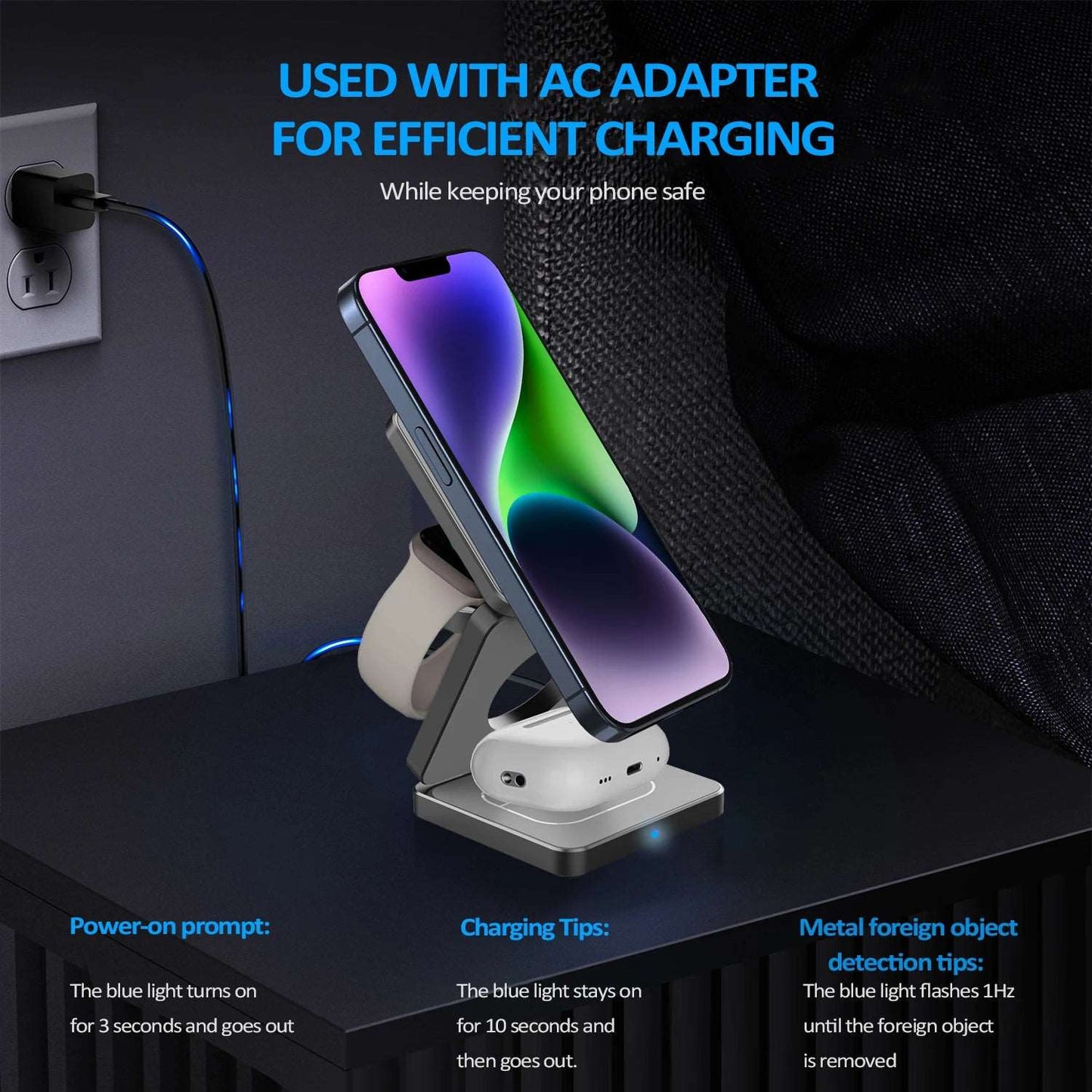 TriCharge Foldable 3-in-1 Fast Charger