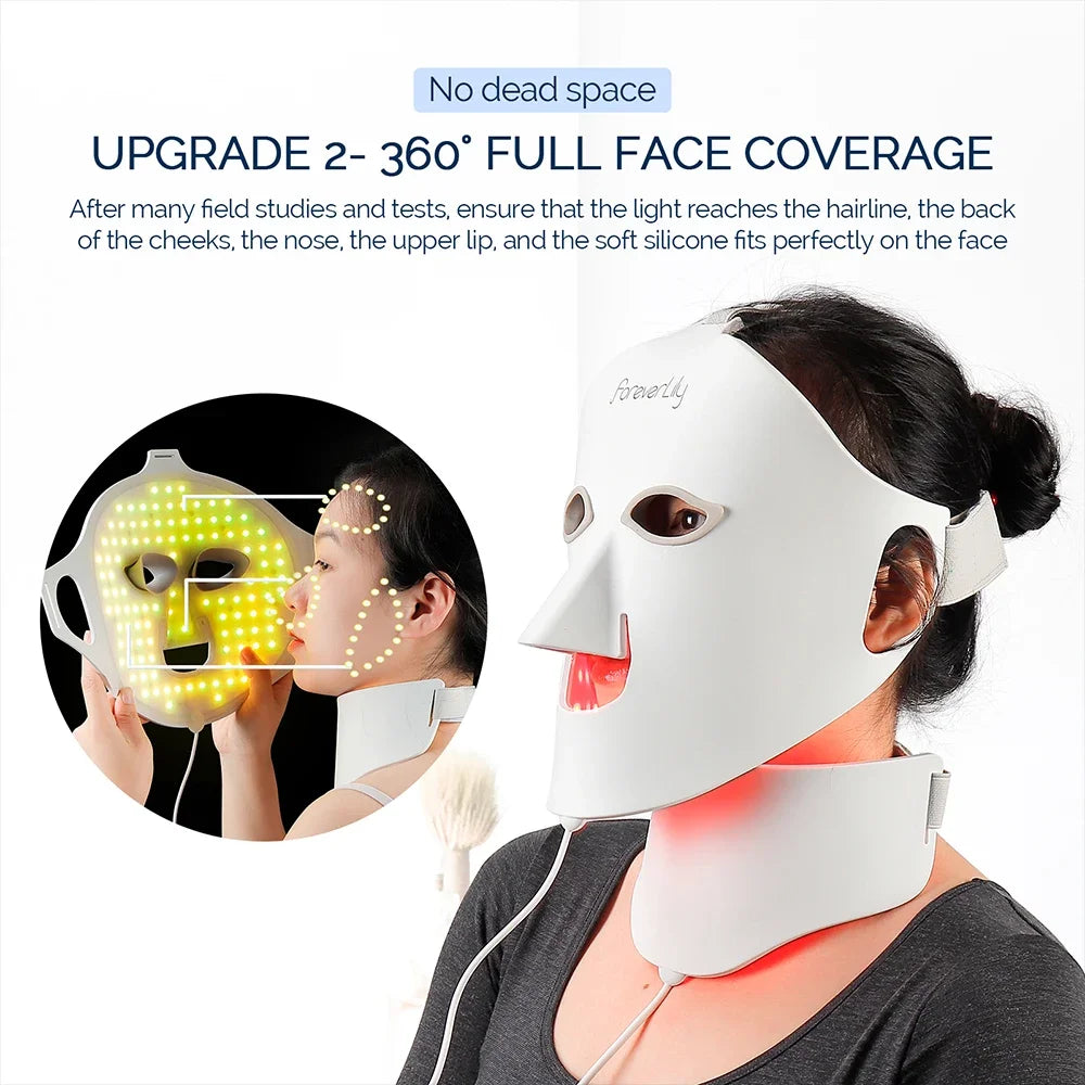 Face Neck Silicone LED Mask LED Light 7 Colors Photon Red Light Therapy Flexible Facial Beauty Mask Skin Care Anti-Ance