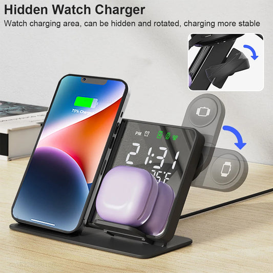 Fast Charging 3-in-1 Wireless Charger Stand for iPhone & Samsung