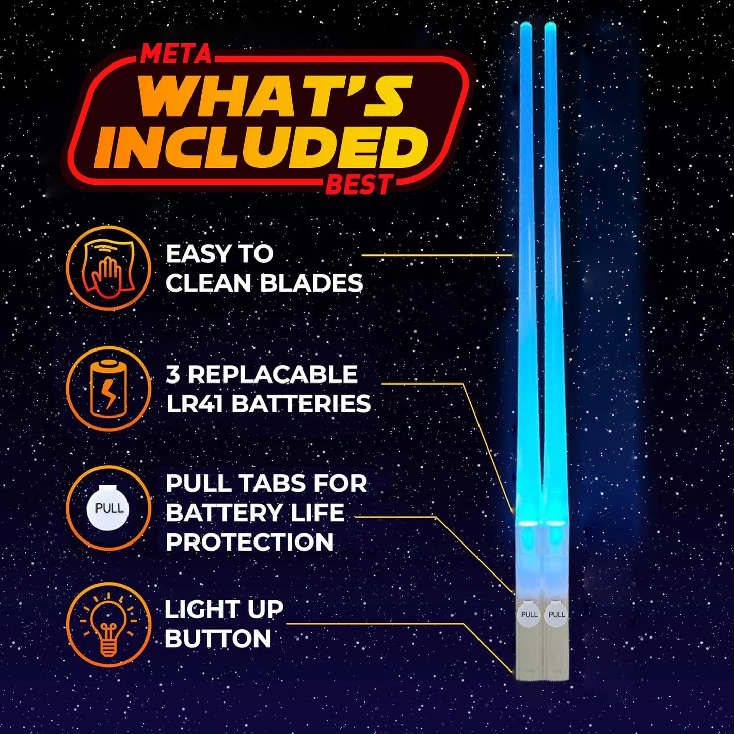 StarWar Theme LED Lightsaber Chopsticks – Reusable, Washable