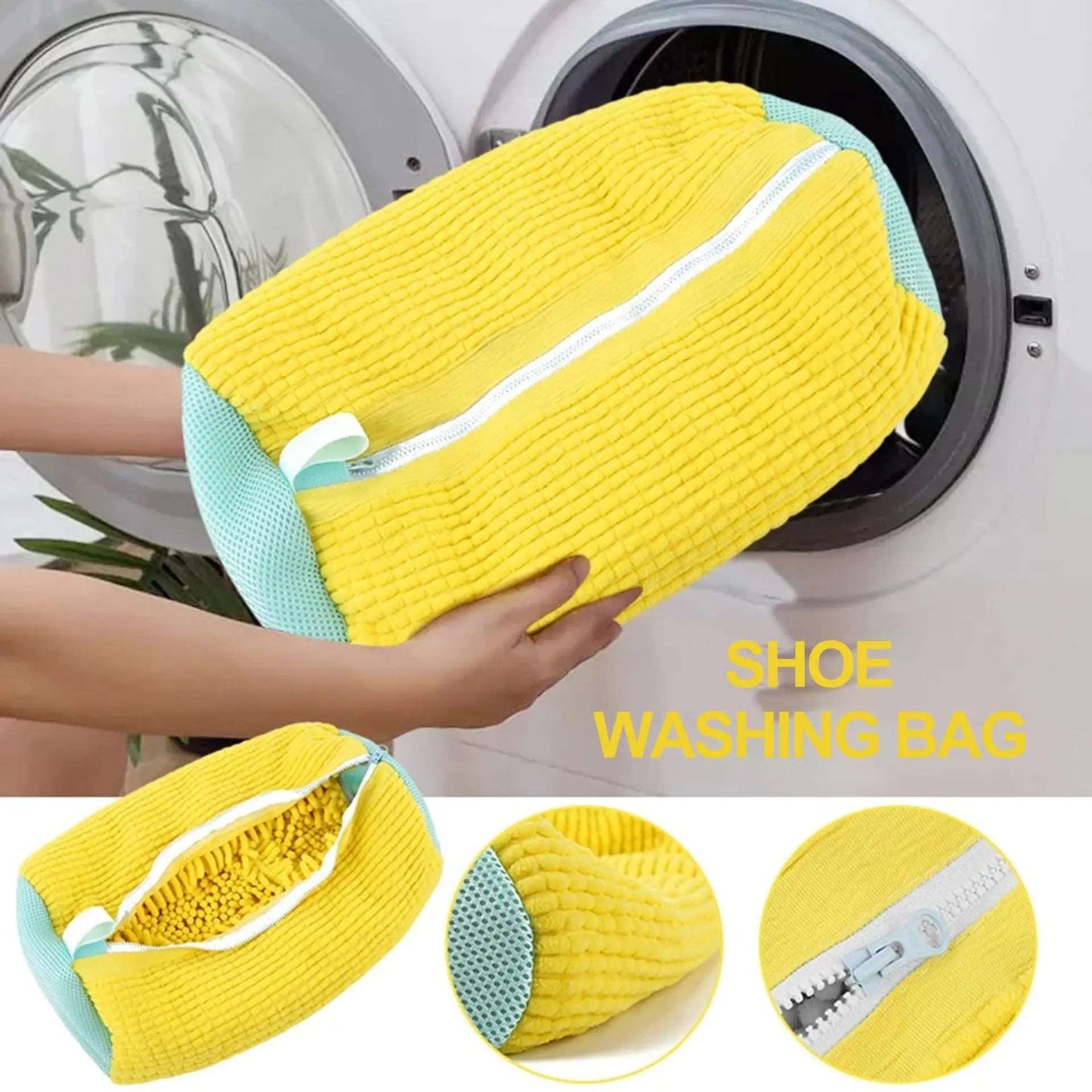 2-in-1 Shoe Laundry Bag – Cotton Wash Bag with Zipper for Safe Shoe Cleaning