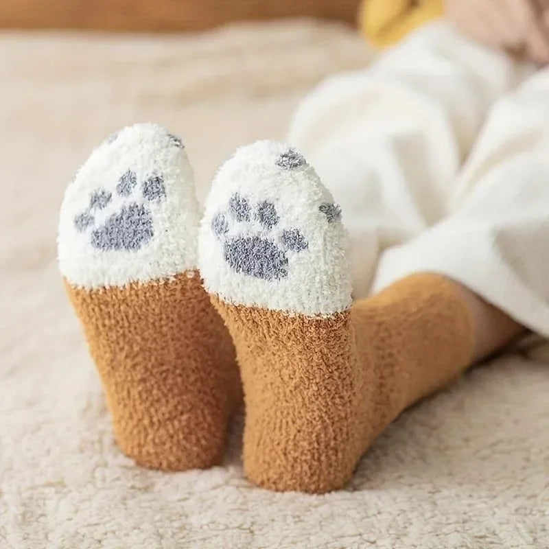 Fuzzy Cat Winter Socks – Warm, Cozy, and Cute Footwear for Cold Days