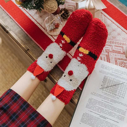 Cozy Christmas Fleece Socks – Warm Cartoon Mid-Tube Sleep Socks