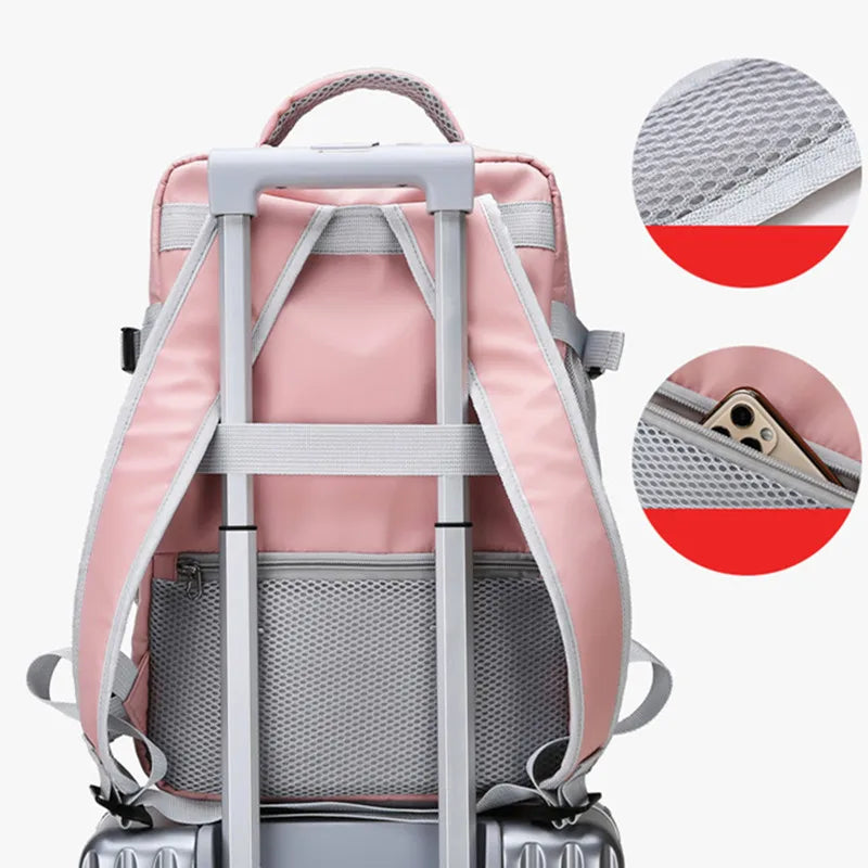 Travel Backpack Large Capacity Waterproof Anti-Theft Casual Daypack Bag with Luggage Strap & USB Charging Port