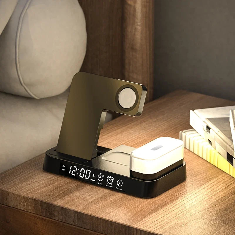 3-in-1 Charger & Alarm Clock Nightlight – Fast Charging Dock