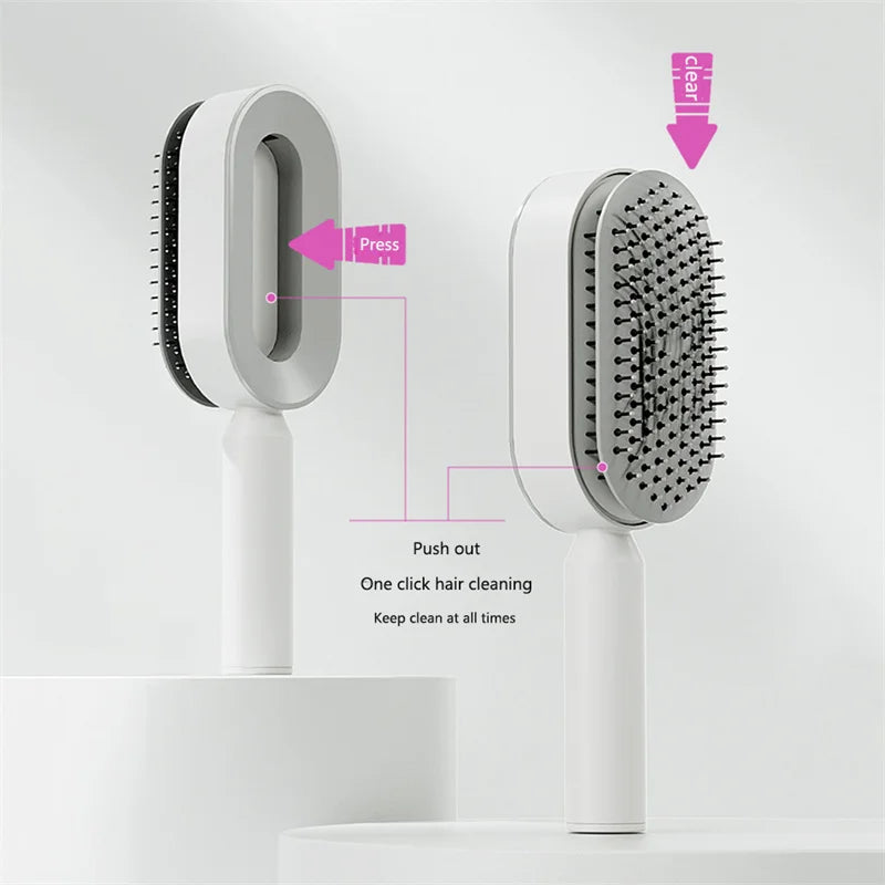 Self Cleaning No Tangle Hairbrush For Wet or Dry Hair