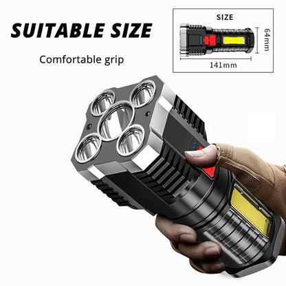 Rechargeable 5-LED Flashlight – 10,000 Lumens for Maximum Brightness