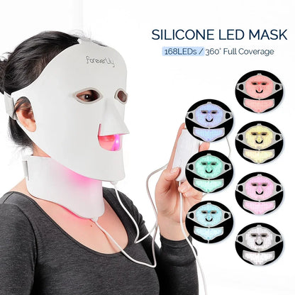 Face Neck Silicone LED Mask LED Light 7 Colors Photon Red Light Therapy Flexible Facial Beauty Mask Skin Care Anti-Ance