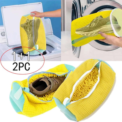 2-in-1 Shoe Laundry Bag – Cotton Wash Bag with Zipper for Safe Shoe Cleaning