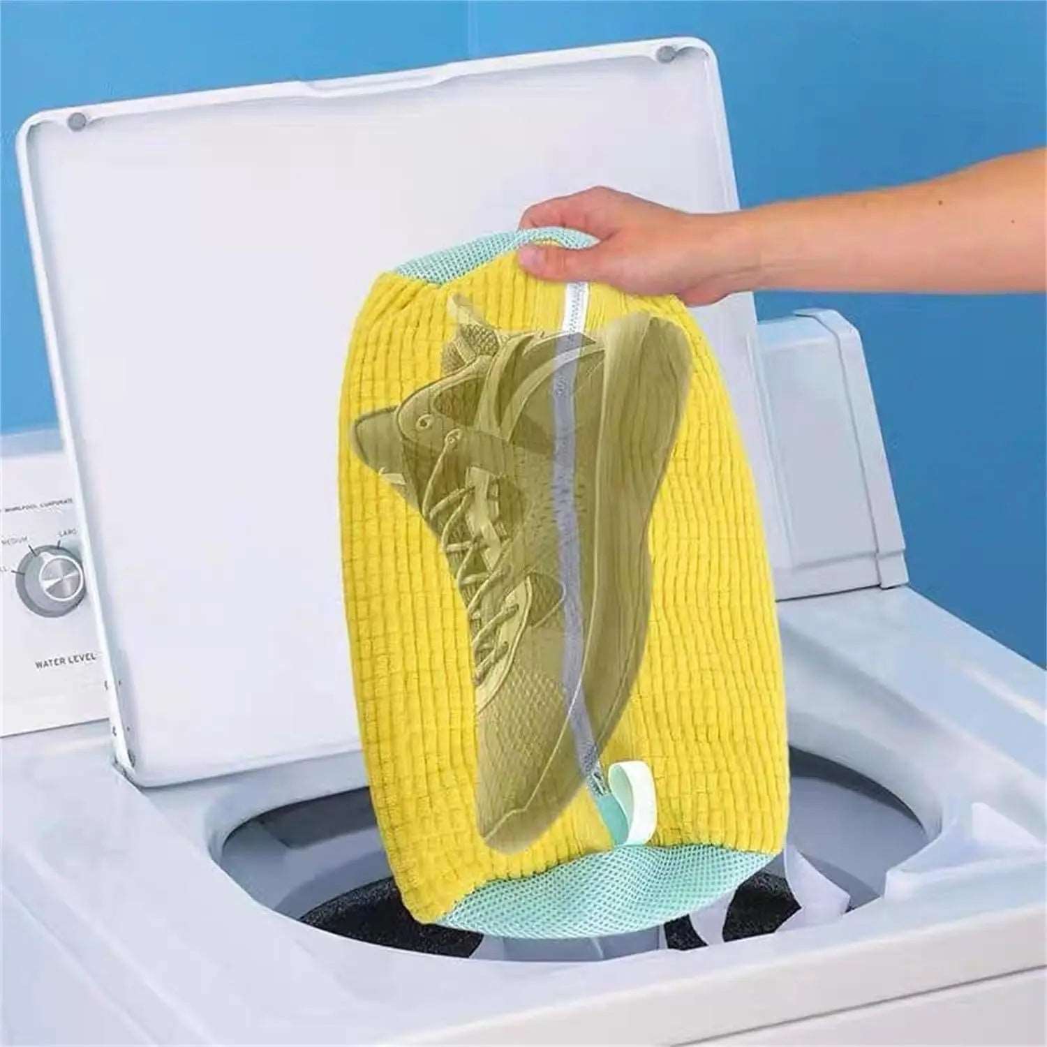 2-in-1 Shoe Laundry Bag – Cotton Wash Bag with Zipper for Safe Shoe Cleaning