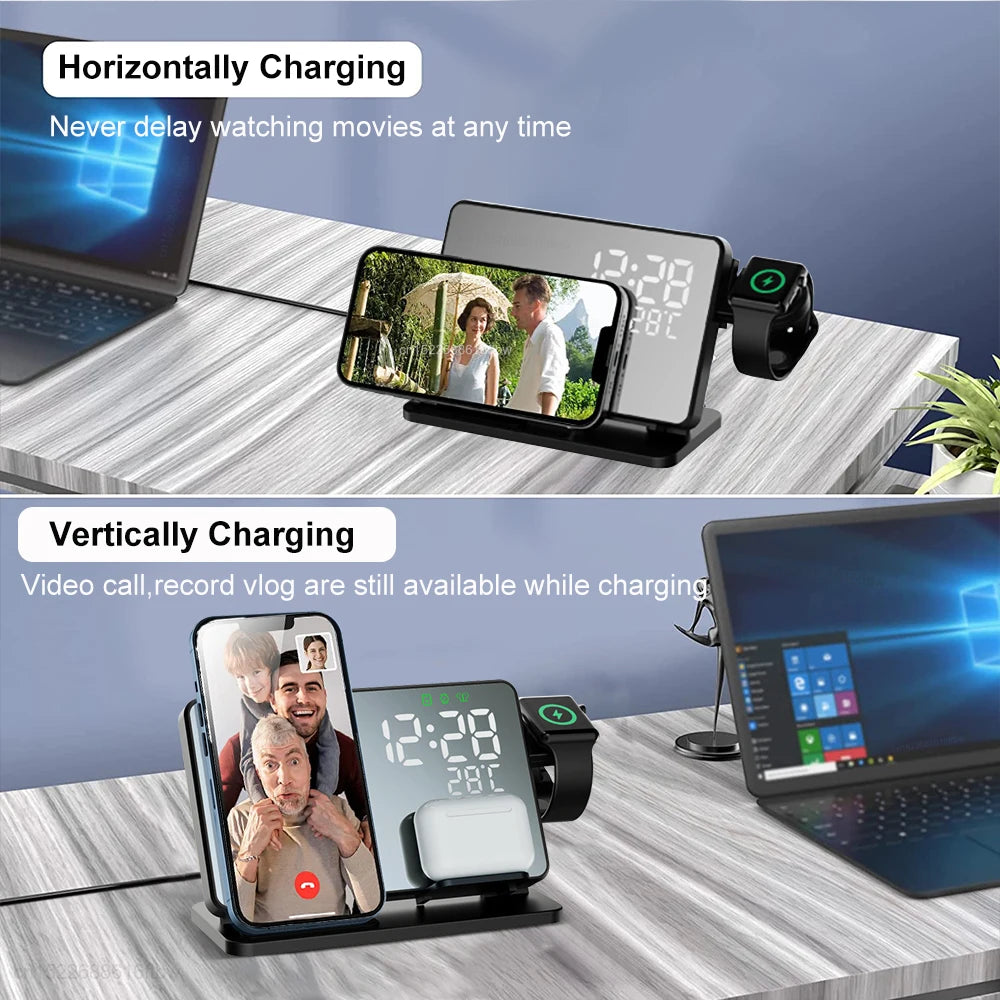 Fast Charging 3-in-1 Wireless Charger Stand for iPhone & Samsung