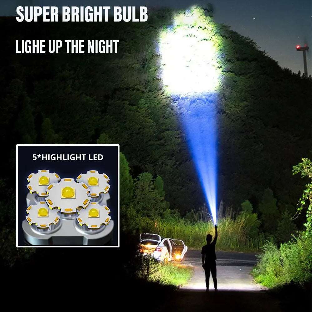 Rechargeable 5-LED Flashlight – 10,000 Lumens for Maximum Brightness