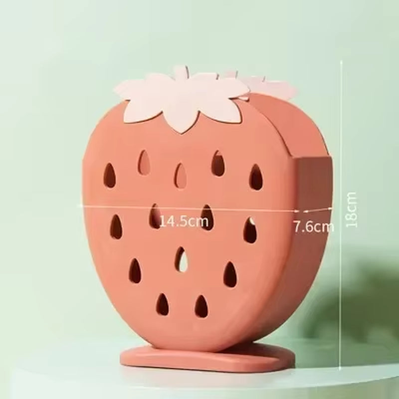 Cute Strawberry Chopsticks Holder Drain Rack Kitchen Tableware Storage Rack Hollow Cutlery Drainer Spoon Fork Knife Shelf Holder